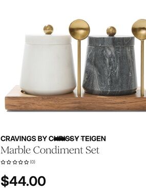 Marble Condiment Set with Gold Accents - White & Gray